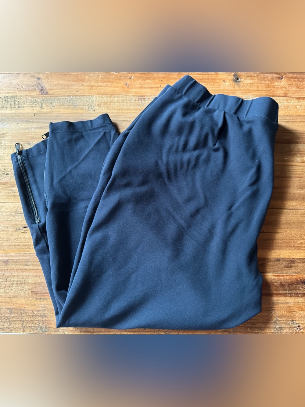 Universal Standard Navy Joggers with side zip ankles